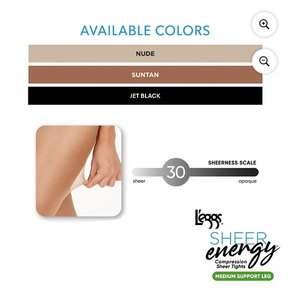 💜L'eggs SheerEnergyLeg Support Control Top SheerTights Reinforced Toe, 2prsSizeB - Picture 5 of 6